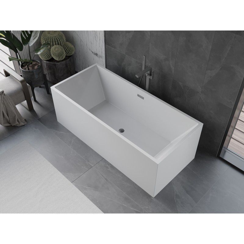 Fritstående badekar Mexen Vigo 178,5 x 80 cm hvid med overløb gun metal 1 stk.