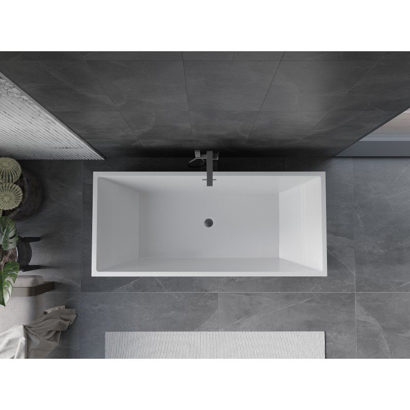 Fritstående badekar Mexen Vigo 178,5 x 80 cm hvid med overløb gun metal 1 stk.