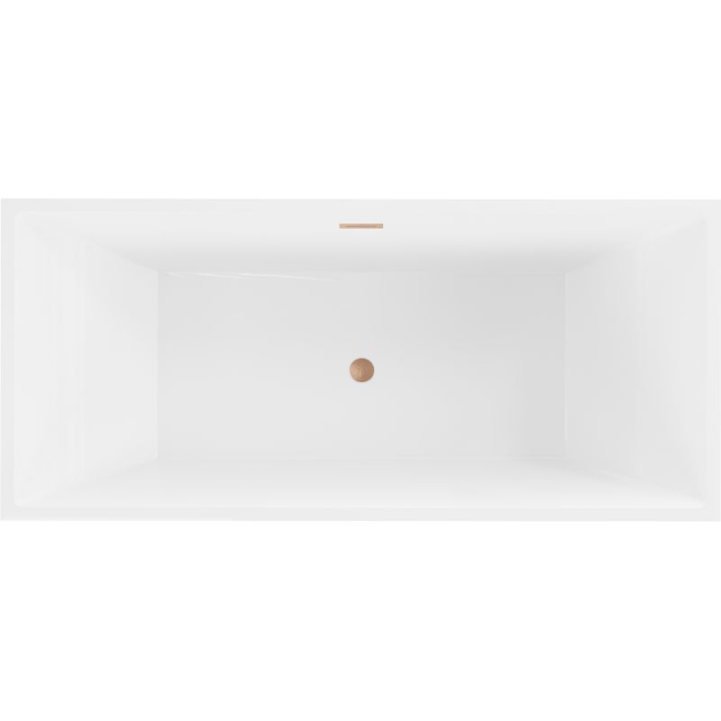Fritstående badekar Mexen Vigo 178,5 x 80 cm hvid med overløb i børstet kobber, 1 stk.