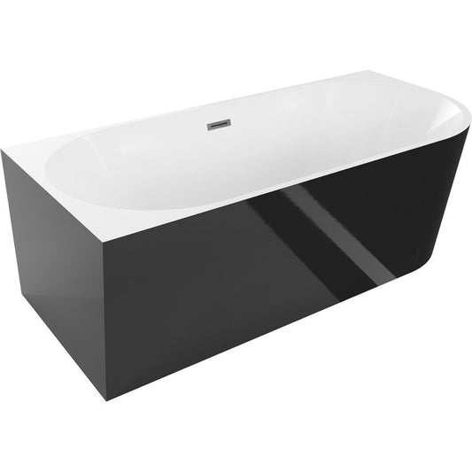 Venstrevendt fritstående hjørnebadekar Mexen Mia 170 x 80 cm hvid/sort med overløb gun gray børstet 1 stk.