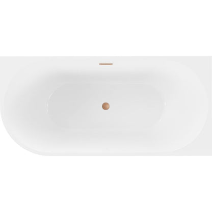 Mexen Mia højre hjørne fritstående badekar 150 x 75 cm hvid/sort med børstet kobber overløb 1 stk.