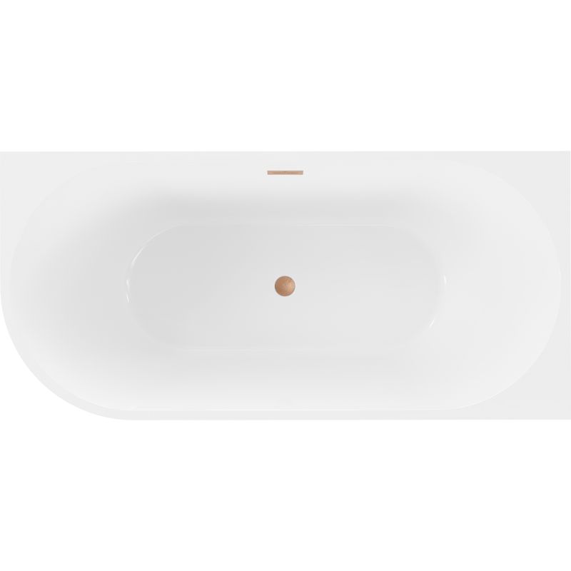 Højre hjørne fritstående badekar Mexen Mia 170 x 80 cm hvid/sort med børstet kobber overløb 1 stk.