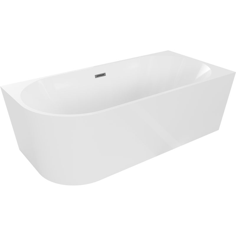 Højre hjørne fritstående badekar Mexen Mia 170 x 80 cm hvid med overløb gun gray børstet finish 1 stk.