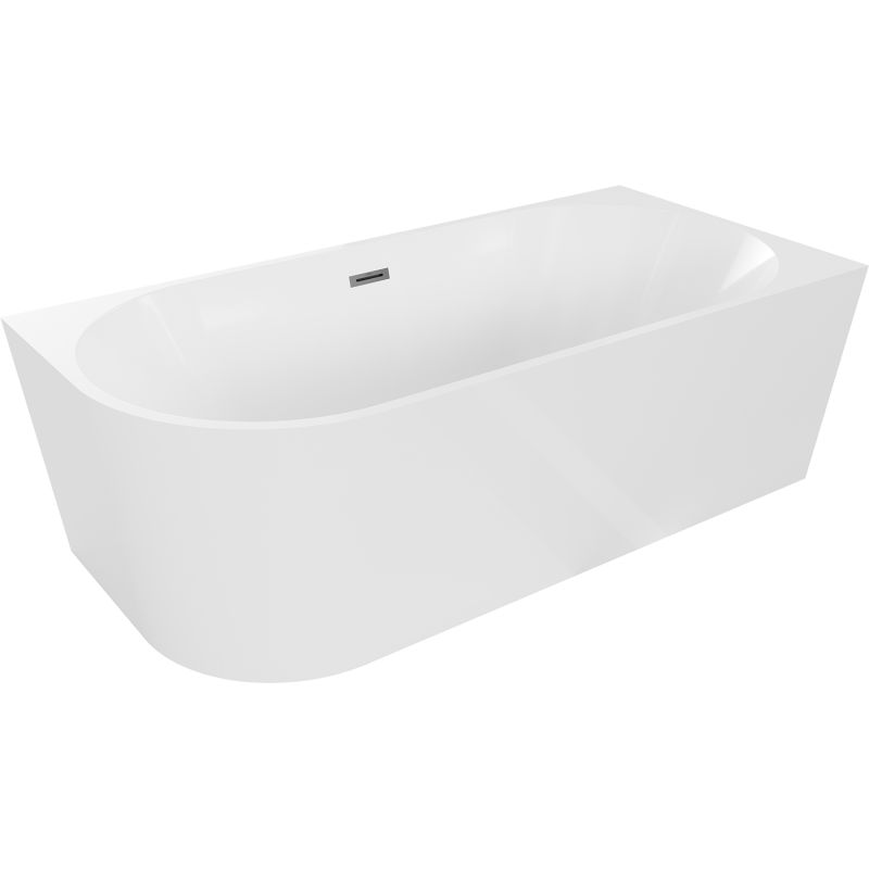 Mexen Mia højre hjørne fritstående badekar 170 x 80 cm hvid med overløb gun metal 1 stk.