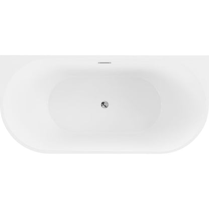 Mexen Oval fritstående vægmonteret badekar 140 x 75 cm hvid/sort med krom overløb, 1 stk.