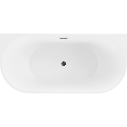 Mexen Oval fritstående vægmonteret badekar 140 x 75 cm hvid/sort med sort overløb, 1 stk.