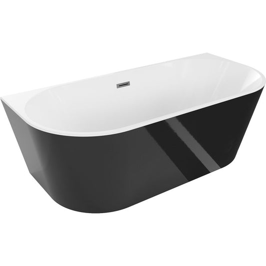 Mexen Oval fritstående vægmonteret badekar 140 x 75 cm hvid/sort med gun metal overløb, 1 stk.