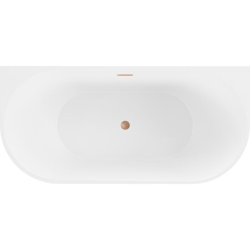 Mexen Oval fritstående vægmonteret badekar 150 x 75 cm hvid/sort med børstet kobber overløb, 1 stk.
