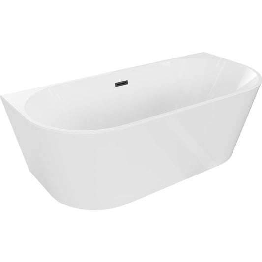 Mexen Oval fritstående vægmonteret badekar 150 x 75 cm hvid med sort overløb, 1 stk.