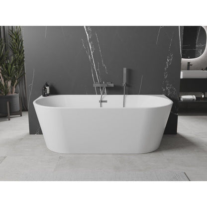 Mexen Oval fritstående vægmonteret badekar 150 x 75 cm hvid med overløb gun metal 1 stk.