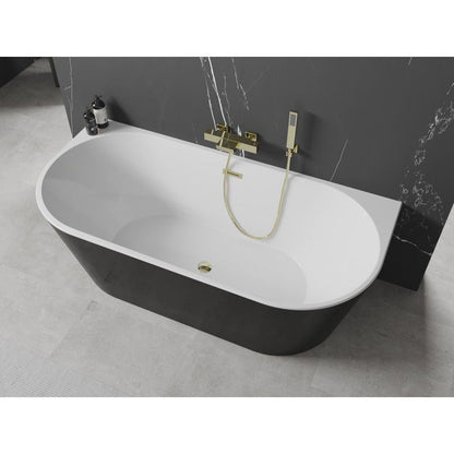 Mexen Oval fritstående vægmonteret badekar 170 x 80 cm hvid/sort med guldløb 1 stk.