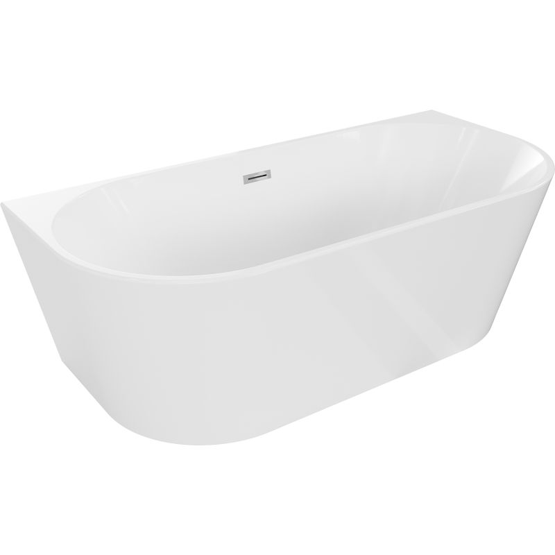 Mexen Oval fritstående vægmonteret badekar 170 x 80 cm hvid med overløb i krom, 1 stk.
