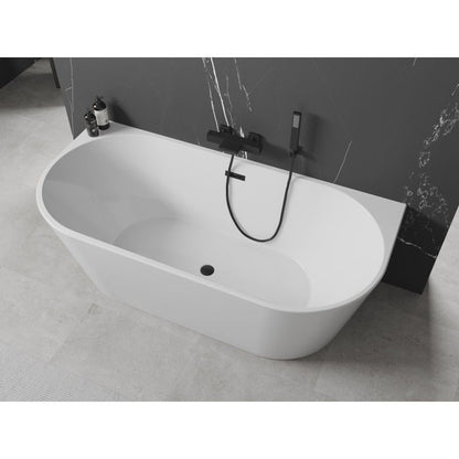 Mexen Oval fritstående vægmonteret badekar 170 x 80 cm hvid med sort overløb, 1 stk.