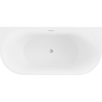 Mexen Oval fritstående vægmonteret badekar 170 x 80 cm hvid med overløb i børstet nikkel, 1 stk.