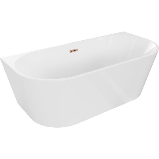 Mexen Oval fritstående vægmonteret badekar 170 x 80 cm hvid med overløb i rosaguld 1 stk.
