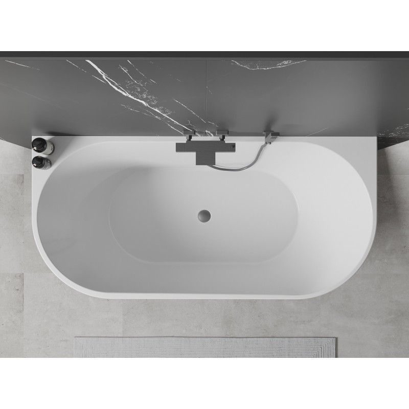 Mexen Oval fritstående vægmonteret badekar 180 x 80 cm hvid/sort med overløb gun metal 1 stk.