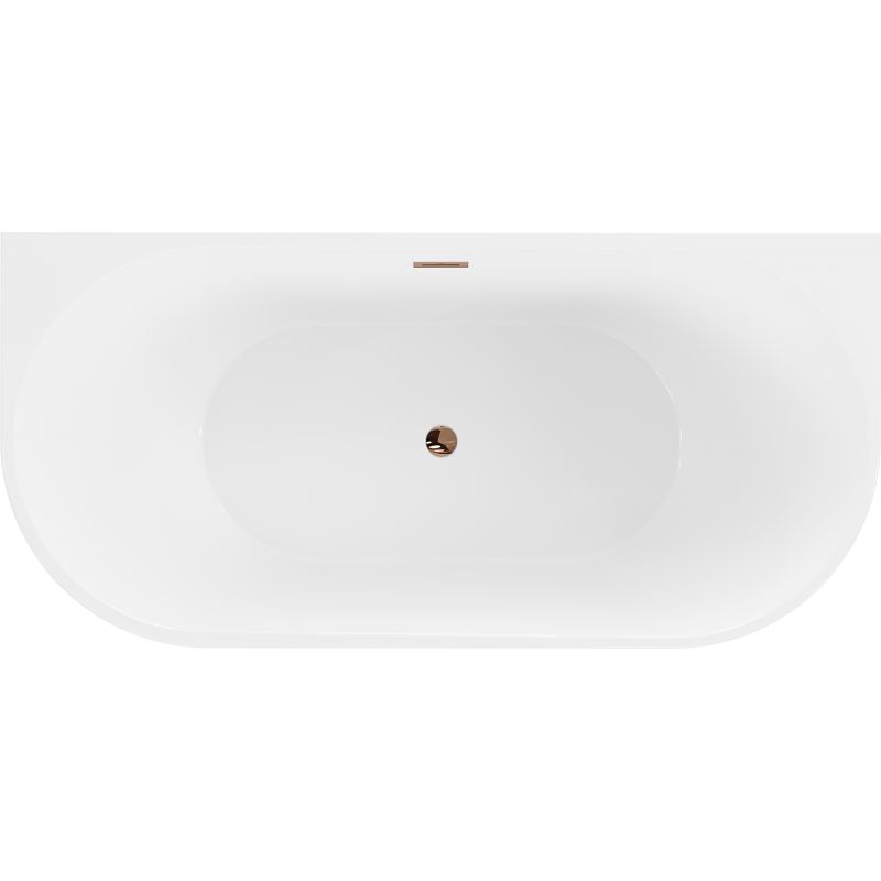Mexen Oval fritstående vægmonteret badekar 180 x 80 cm hvid/sort med overløb i rosaguld, 1 stk.