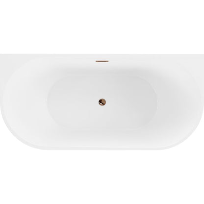 Mexen Oval fritstående vægmonteret badekar 180 x 80 cm hvid/sort med overløb i rosaguld, 1 stk.