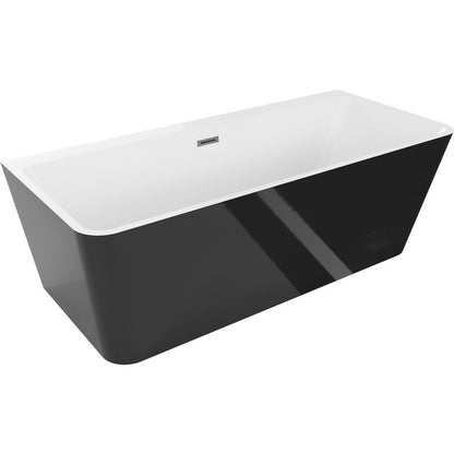 Mexen Volta fritstående vægmonteret badekar 150 x 75 cm hvid/sort med overløb gun gray børstet 1 stk.