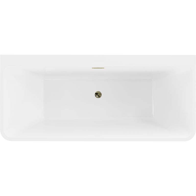 Mexen Volta fritstående vægmonteret badekar 150 x 75 cm hvid/sort med guldfarvet overløb, 1 stk.