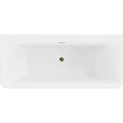 Mexen Volta fritstående vægmonteret badekar 150 x 75 cm hvid/sort med guldfarvet overløb, 1 stk.