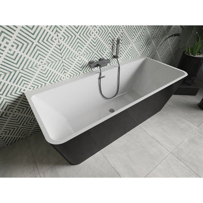 Mexen Volta fritstående vægmonteret badekar 170 x 75 cm hvid/sort med overløb gun metal 1 stk.