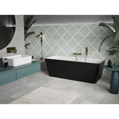 Mexen Volta fritstående vægmonteret badekar 170 x 75 cm hvid/sort med guldløbsåbning 1 stk.