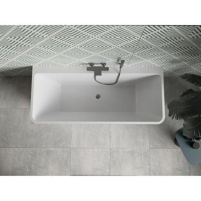 Mexen Volta fritstående vægmonteret badekar 170 x 75 cm hvid med gun gray børstet overløb, 1 stk.