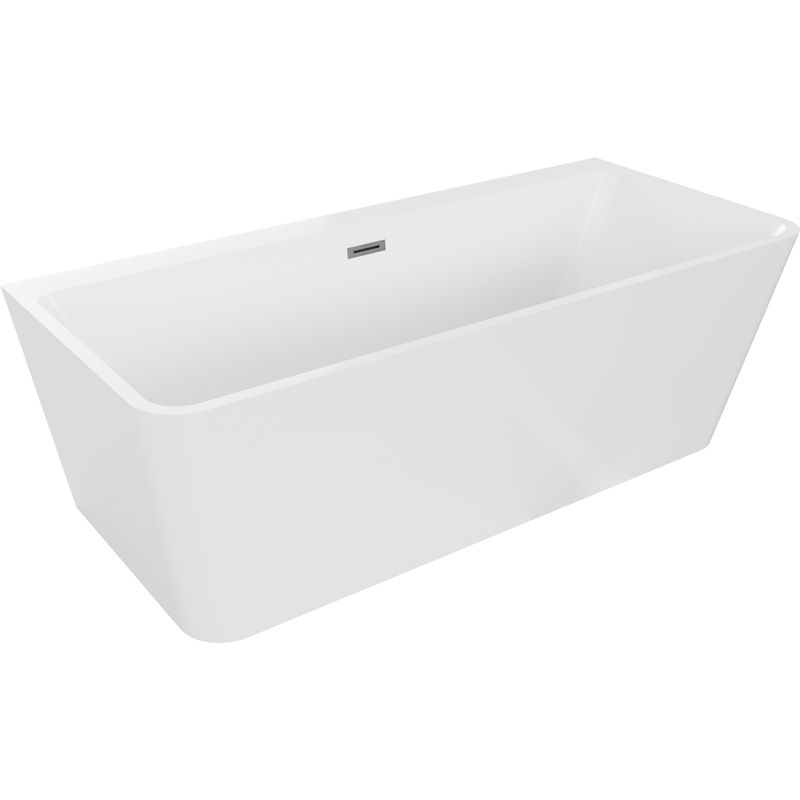 Mexen Volta fritstående vægmonteret badekar 170 x 75 cm hvid med overløb i gun metal, 1 stk.