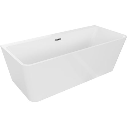 Mexen Volta fritstående vægmonteret badekar 170 x 75 cm hvid med overløb i gun metal, 1 stk.