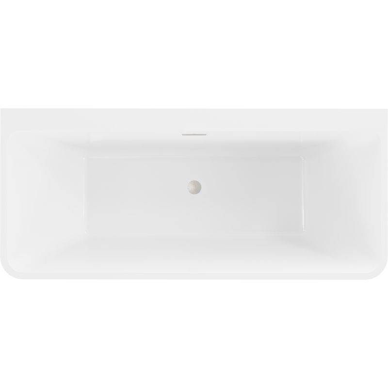 Mexen Volta fritstående vægmonteret badekar 170 x 75 cm hvid med overløb i børstet nikkel, 1 stk.