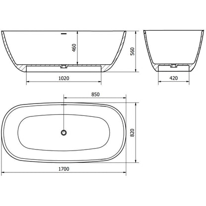 Fritstående badekar i komposit Mexen Como 170 x 82 cm hvid højglans 1 stk.