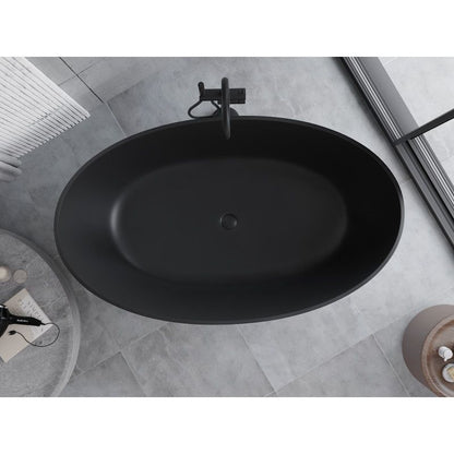 Fritstående badekar i konglomerat Mexen Parma 160 x 95 cm mat sort 1 stk.