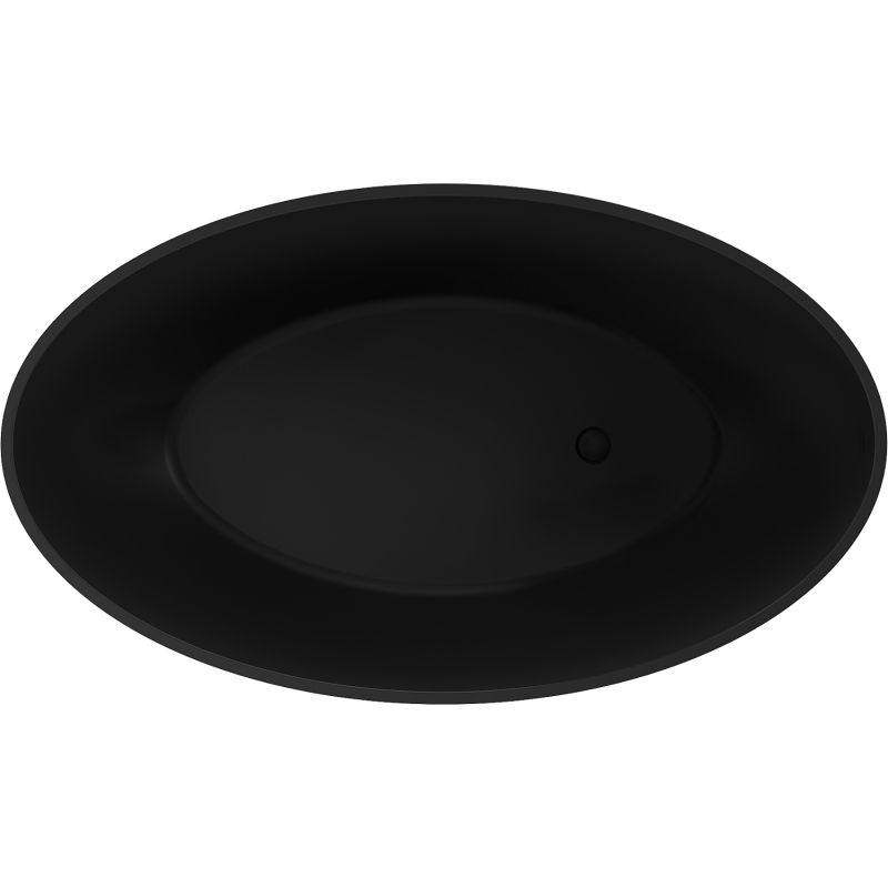 Fritstående badekar i konglomerat Mexen Prato 170 x 100 cm mat sort 1 stk.
