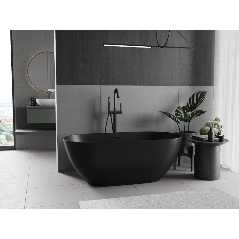 Fritstående badekar i komposit Mexen Rimini 150 x 75 cm mat sort 1 stk.