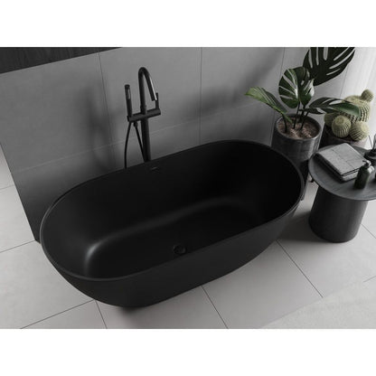 Fritstående badekar i komposit Mexen Rimini 150 x 75 cm mat sort 1 stk.