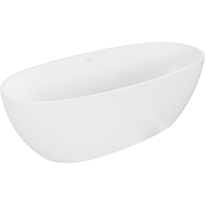 Fritstående badekar i konglomerat Mexen Torino 155 x 78 cm hvid blank 1 stk.