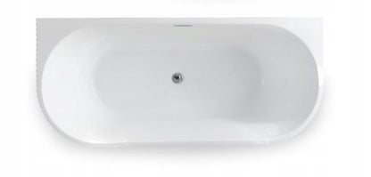 Fritstående badekar 170x75 cm Hvid Riflet med Afløbssæt