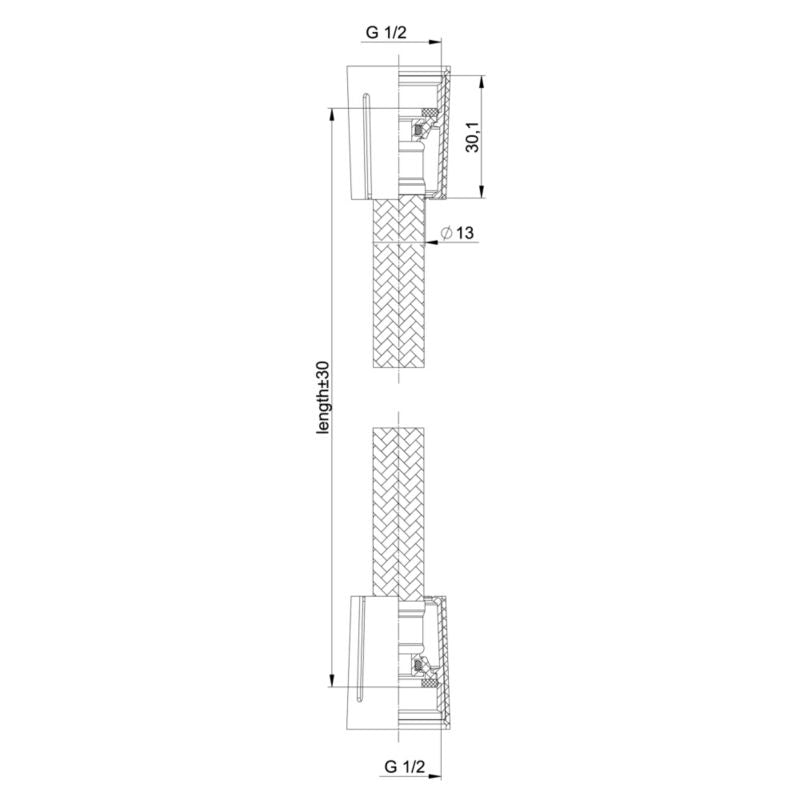 Bruseslange Levanna 1,8 m Sort Mat PVC