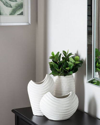 Dekorativ vase Linzi keramik hvid 1 stk.