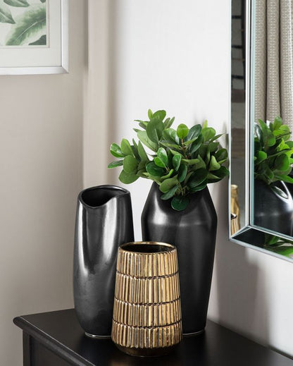 Dekorativ vase Qanawat keramik i guld, 1 stk.