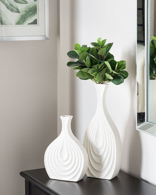 Dekorativ vase Thapsus keramik hvid 1 stk.