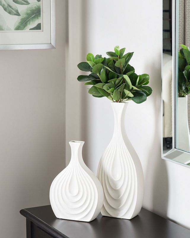 Dekorativ vase Thapsus keramik hvid 1 stk.