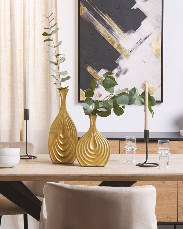 Dekorativ vase Thapsus keramik guld 1 stk.