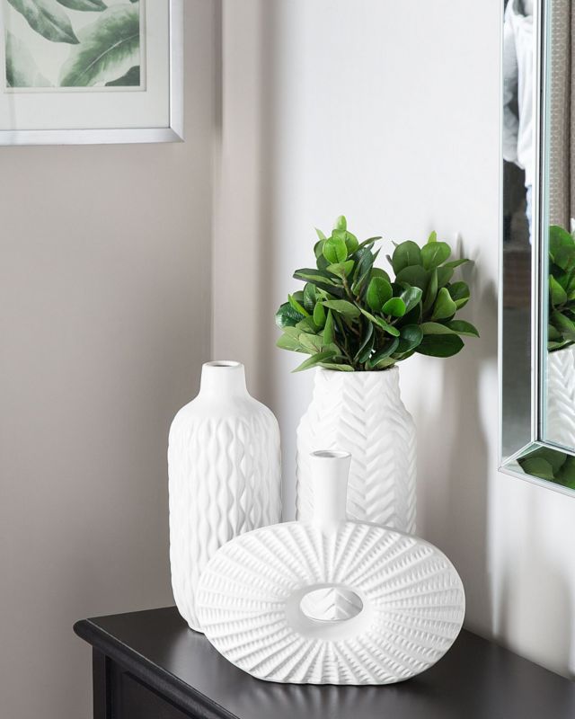 Dekorativ vase Xanthos keramik hvid 1 stk.