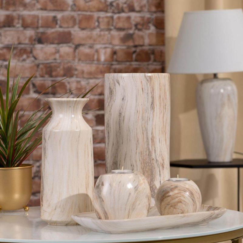 Eurofirany Asli vase 11 x 11 x 25 cm i hvid og beige