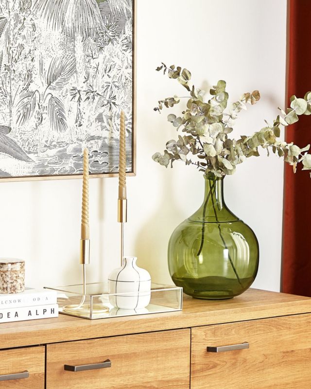 Achaar vase til blomster i glas, olivengrøn, 1 stk.