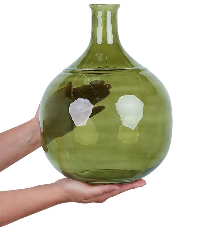Achaar vase til blomster i glas, olivengrøn, 1 stk.