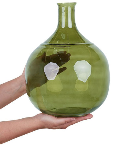 Achaar vase til blomster i glas, olivengrøn, 1 stk.