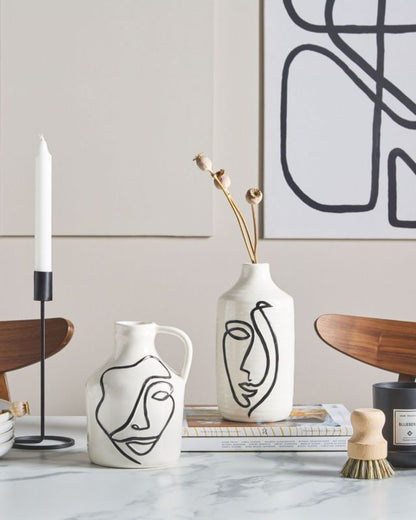 Agrinion keramik vase til blomster hvid 1 stk.
